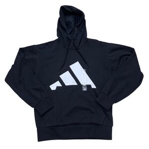 Adidas Essentials Big Logo Hoodie Black White Fleece Sweatshirt M BL FL HD S